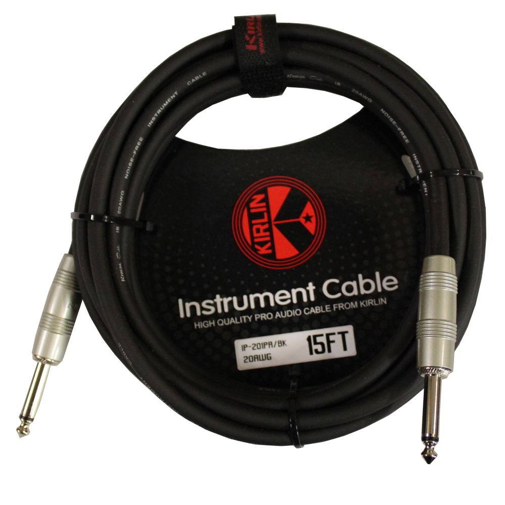 15ft Kirlin 1/4" Mono Straight Male/Male Instrument Cable, OFC